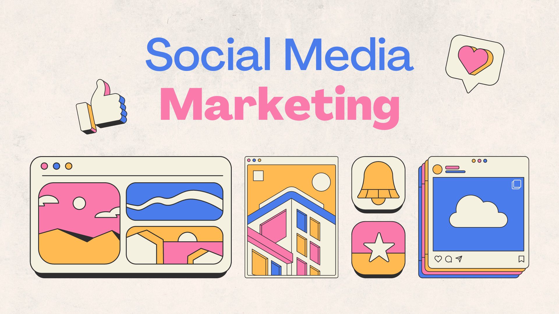 blue and pink social media marketing presentation