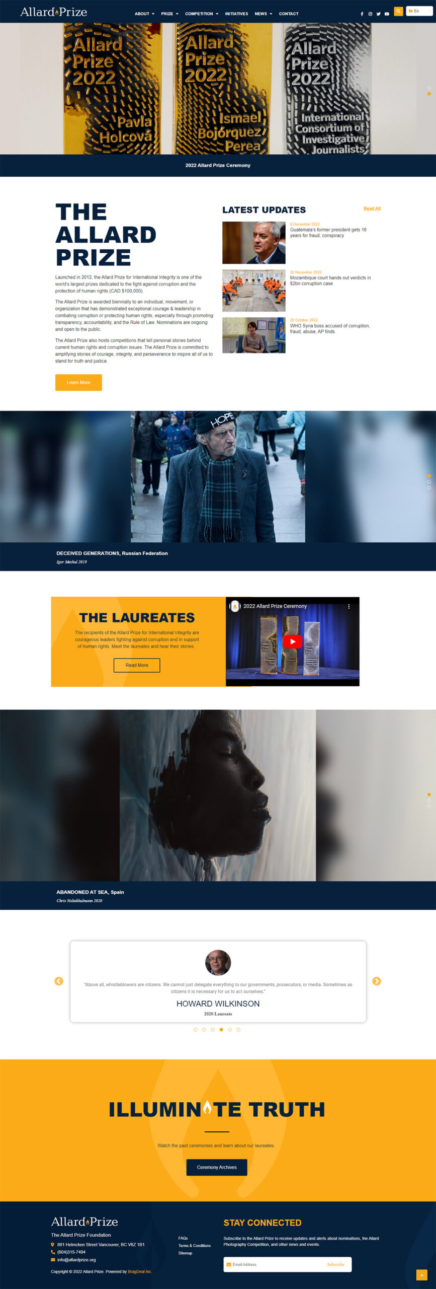 Website Development Company in Vancouver - Allard Prize Full screen